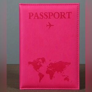 NEW Passport Holder with World Map Design/Fuschia